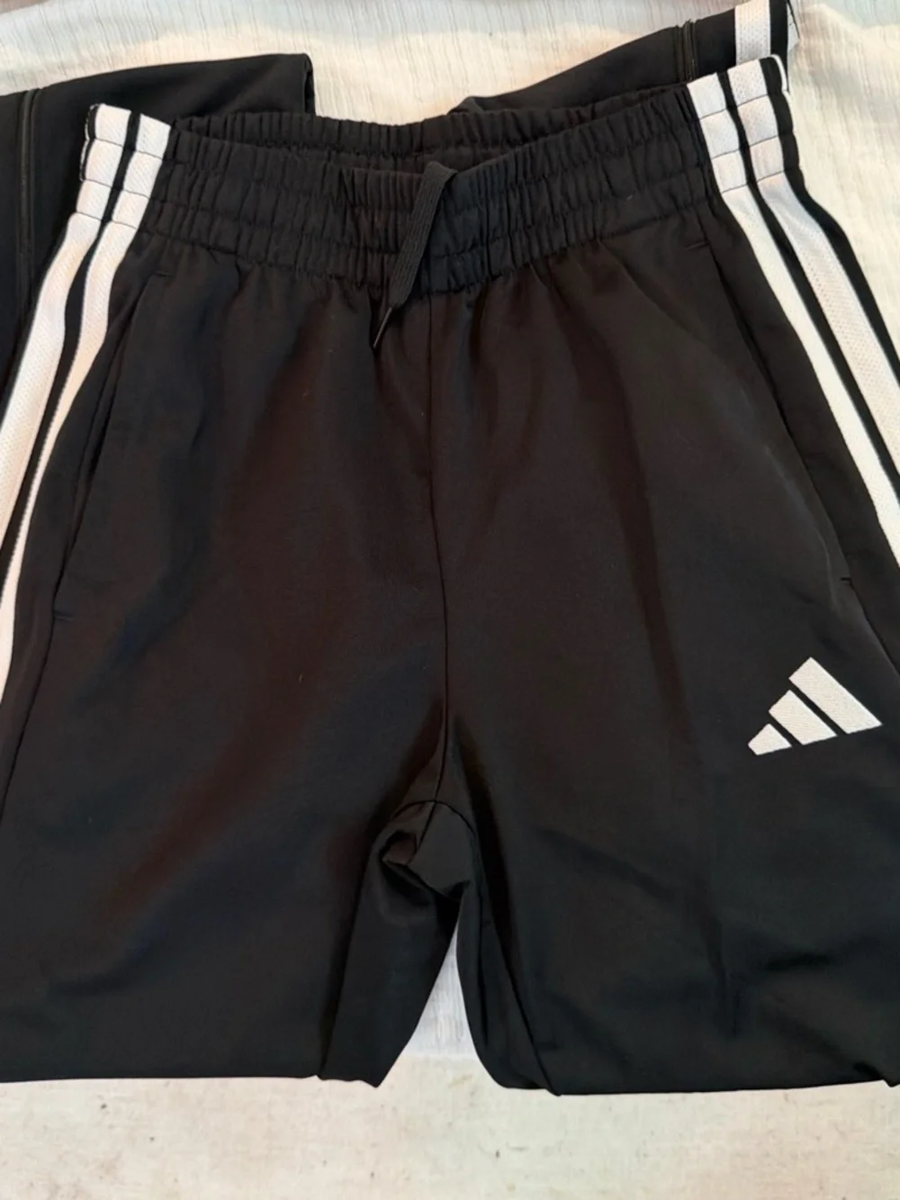 adidas Black Track Pants with White 3-Stripe Detail